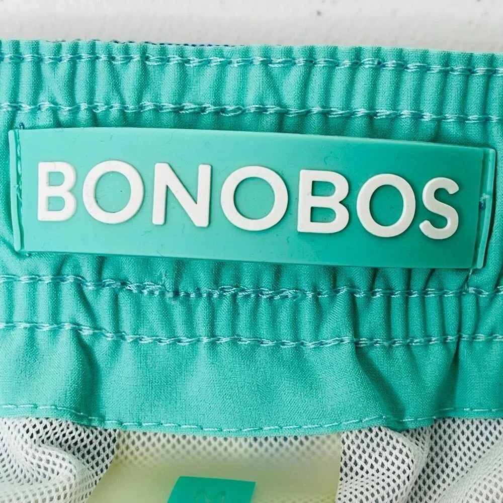 Bonobos Striped Recycled Swim Trunks Mens M 9 Inch Inseam‎ UPF 50+ Drawstring